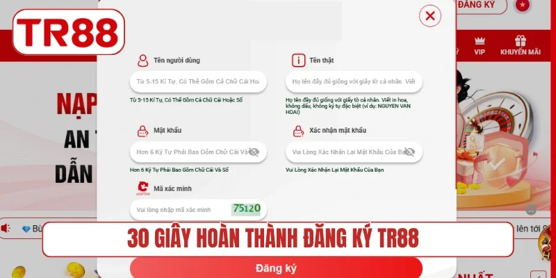 30 giây hoàn thành đăng ký TR88